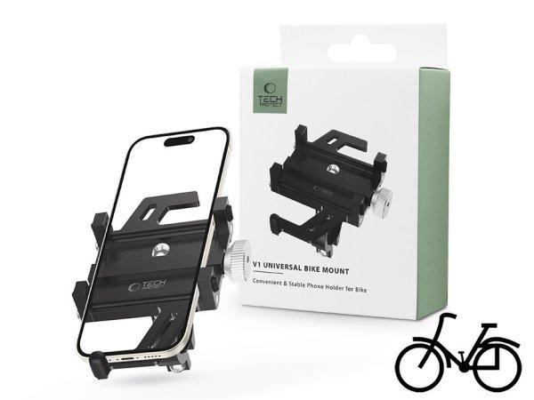 Tech-Protect univerzális kerékpárra / motorkerékpárra szerelhető fém
telefontartó - Tech-Protect V1 Universal Bike Mount - fekete