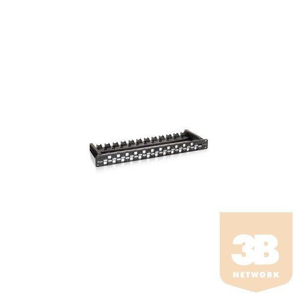 Equip 769225 Cat6A Keystone patch panel 24 port, 1U, árnyékolatlan, fekete