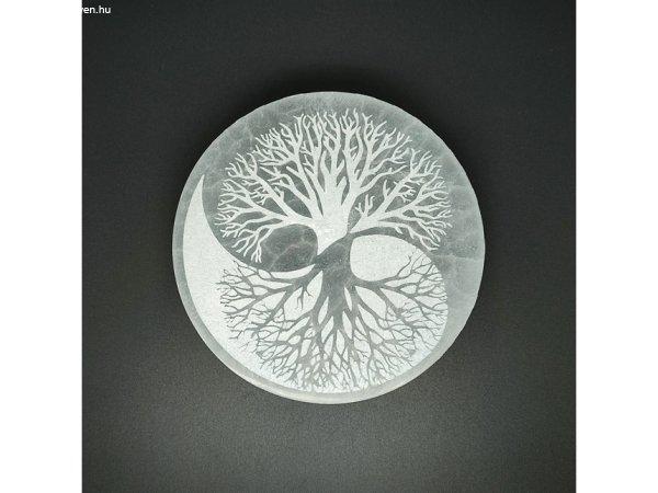 Szelenit korong yin yang életfa 10cm