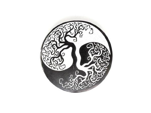 Szelenit korong yin yang fa fekete 7-8cm