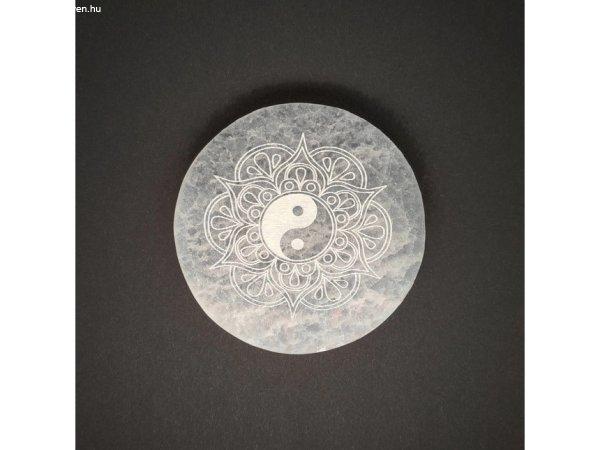 Szelenit korong yin yang mandala 8cm