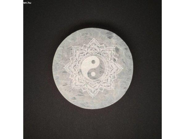 Szelenit korong yin yang mandala mintás 9-10cm