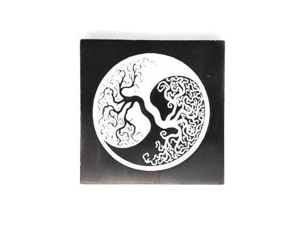 Szelenit négyzet yin yang fa fekete 9-10cm