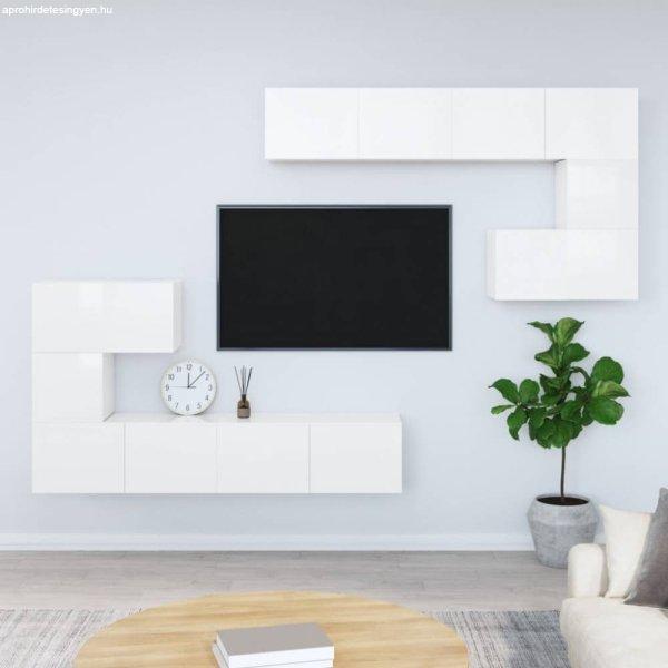 Magasfényű fehér falra szerelhető szerelt fa TV-szekrény
