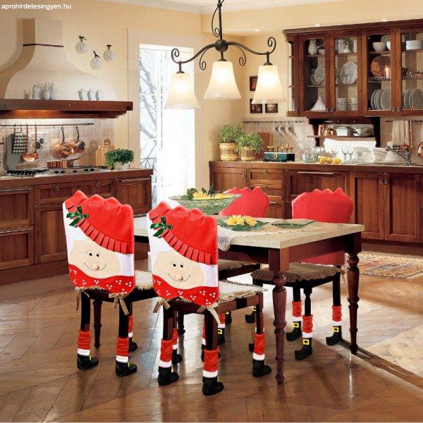 Karácsonyi székdekor szett - Télanyó - 50 x 55 cm - piros/fehér