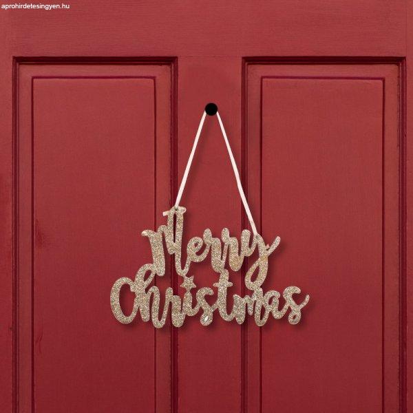 Karácsonyi dekoráció - "Merry Christmas" felirat - 20 x 12 cm -
arany