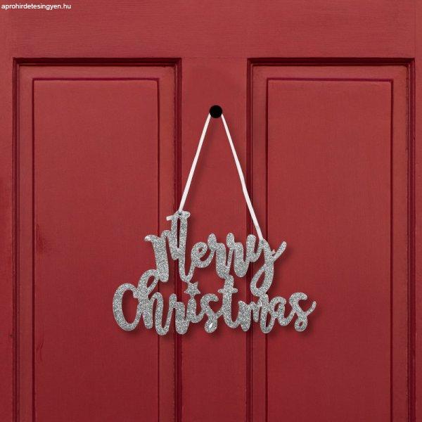 Karácsonyi dekoráció - "Merry Christmas" felirat - 20 x 12 cm -
ezüst
