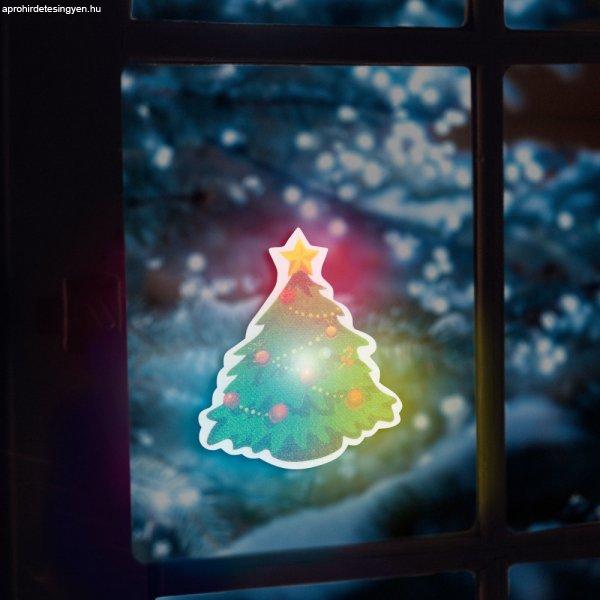 Karácsonyi RGB LED dekor - öntapadós - fenyőfa