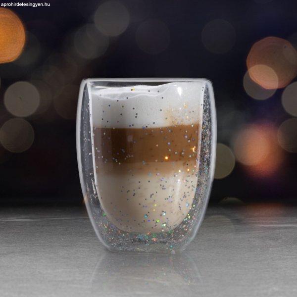 Duplafalú üveg pohár - Glitteres, party design - 350 ml