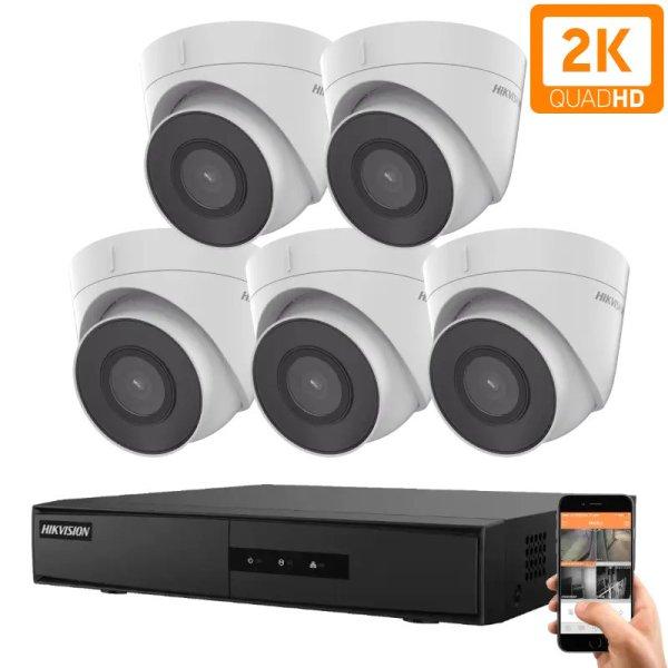 Hikvision 5 dome biztonsági kamerás IP kamera rendszer 4MP