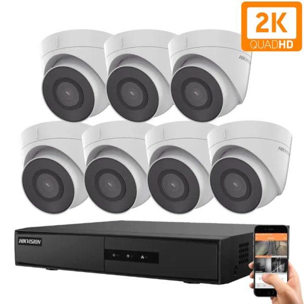 Hikvision 7 dome biztonsági kamerás IP kamera rendszer 4MP