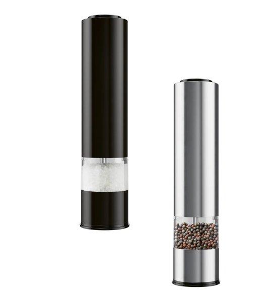 SilverCrest SSPM 6 A2 DUO inox + fekete borsörlő szett, 2 darabos elektromos
(elemes) só- és borsörlő, fűszer- és borsdaráló készlet