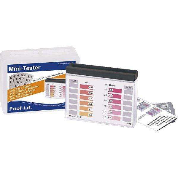 PoolTester PTM100 Mini vízteszt készülék, tablettás, pH / Cl vagy Br
méréshez, kis méretben, praktikus használathoz