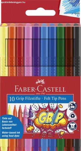 Filctoll készlet, háromszögletű, FABER-CASTELL "Grip", 10
különböző szín