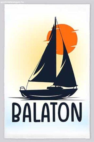 Balatonos kéztörlő, konyharuha, Balaton, vitorlás