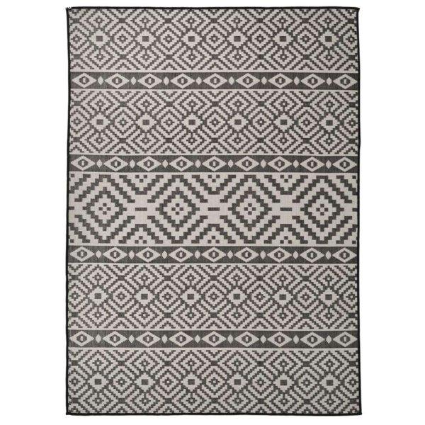 vidaXL fekete csíkos lapos szövésű kültéri szőnyeg 200 x 280 cm