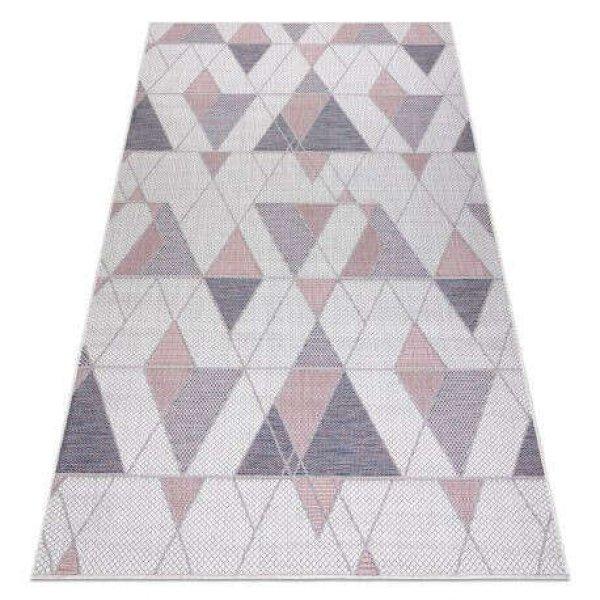 Fonott sizal szőnyeg SION Geometriai, háromszögek 3006 lapos szövött ecru /
rózsaszín 200x290 cm