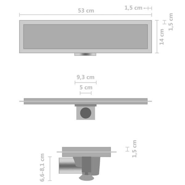 vidaXL rozsdamentes acél 2 az 1-ben zuhanylefolyó fedéllel 53 x 14 cm