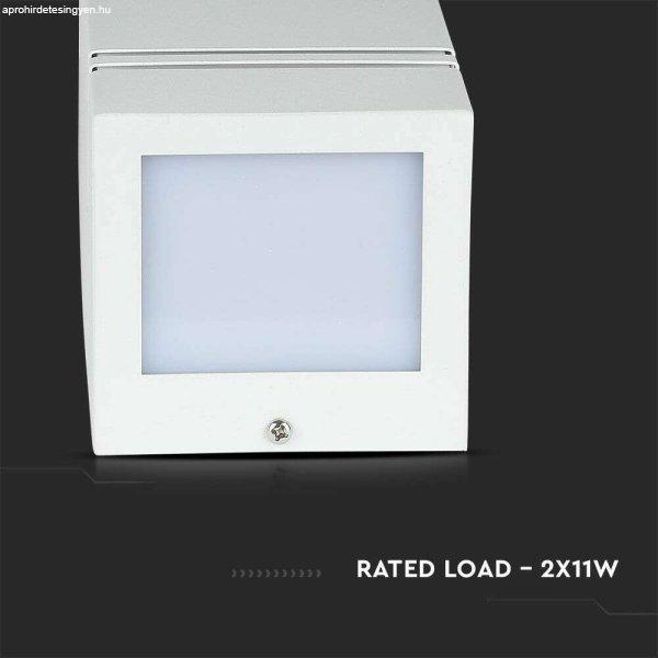 V-TAC kültéri, szögletes, fehér fali lámpa, 2xGU10 foglalattal - SKU 7543