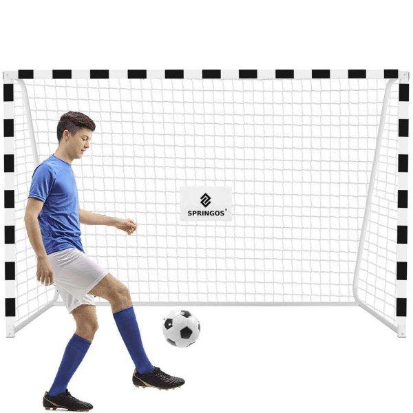 Springos Futballkapu 300x200 cm, összecsukható focikapu, fehér