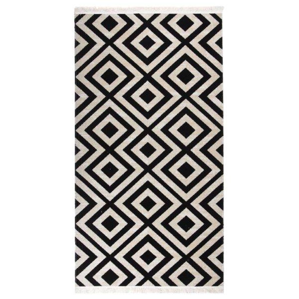 vidaXL fekete-bézs színű lapos szövésű kültéri szőnyeg 80 x 150 cm