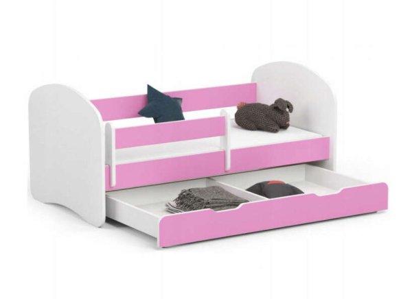 SMILE Gyermekágy ágyneműtartóval + matrac P140_70 - rózsaszín