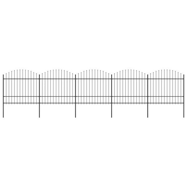 vidaXL fekete lándzsahegy tetejű acélkerítés (1,5-1,75) x 8,5 m