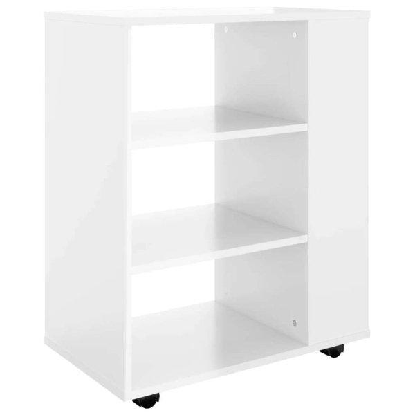 vidaXL magasfényű fehér forgácslap kerekes szekrény 60 x 35 x 75 cm