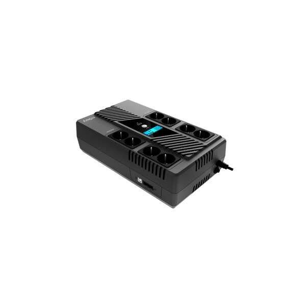 NJOY Szünetmentes Elosztósor  800VA, Token 800 (2x4 Schuko,
line-interaktív,HID USB, LCD, túlfeszültség védett, fekete)