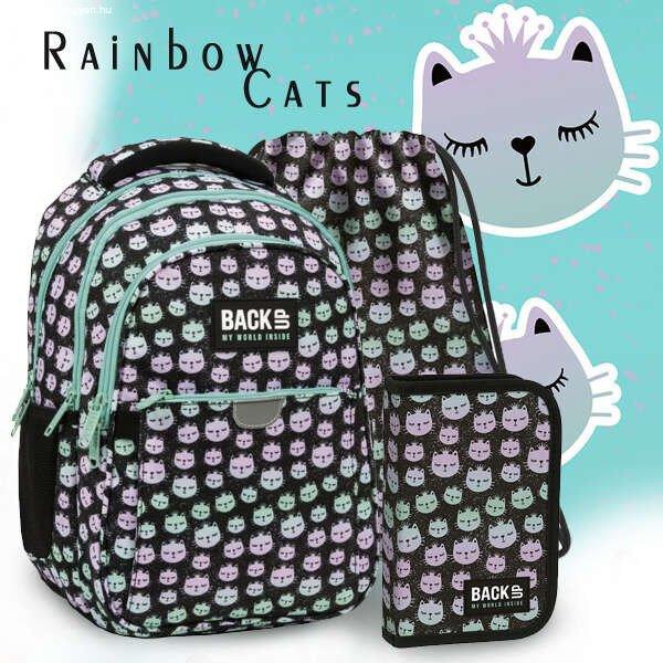 BackUp cicás iskolatáska SZETT - Rainbow Cats