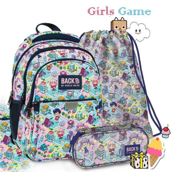 BackUp iskolatáska hátizsák SZETT - Girls Game