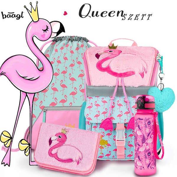 BAAGL flamingós iskolatáska SZETT 4 részes - Queen Flamingo