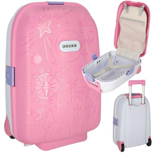 Gyerek bőrönd matricákkal, 43x30x19cm - rózsaszín