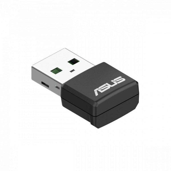 Asus USB-AX55 Nano AX1800 1,8Gb/s, USB 2.0 A, Dual-Band Wi-Fi Fekete hálózati
adapter