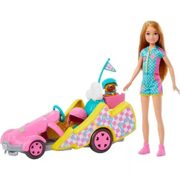 Mattel Barbie Stacie verenyző baba gokarttal és kiskutyával