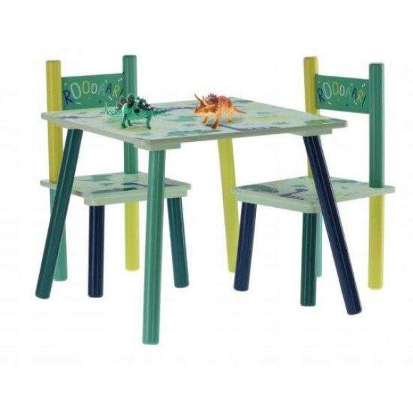 Chomik gyerek bútor szett, dinoszaurusz minta, kék és zöld, fa + MDF,
50x50x42 cm