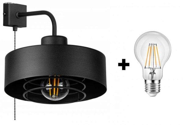 Glimex LAVOR MED rácsos fekete fali lámpa kapcsolóval 1x E27 + ajándék LED
izzó