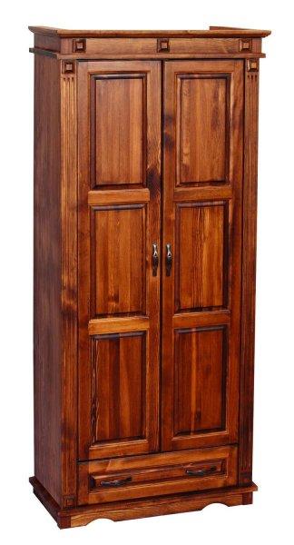 Möbelstar CLA225 Borovi fenyő pácolt szekrény 2 ajtó + 1 fiók akasztós
(akasztó / polc) 98 x 192 cm