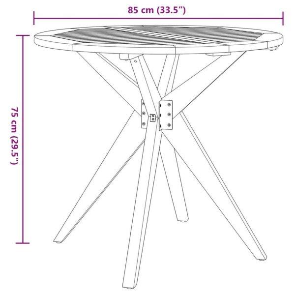 vidaXL tömör akácfa kerti kerek asztal Ø85 x 75 cm