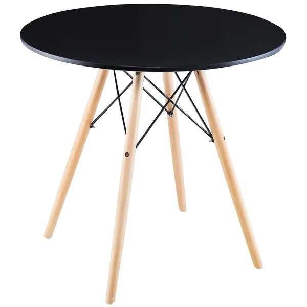 Matera kerek asztal, fekete, 60x60 cm, skandináv dizájn, saska garden