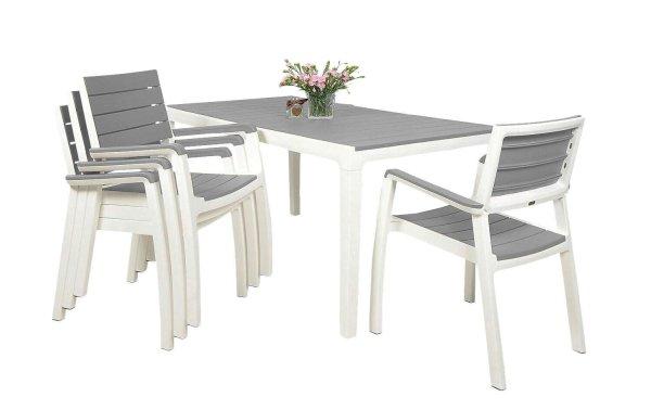 Keter Harmony kerti bútor szett, asztal + 4 szék fehér|világos szürke