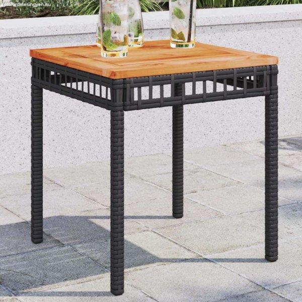 vidaXL fekete polyrattan és akácfa kerti asztal 38 x 38 x 42 cm