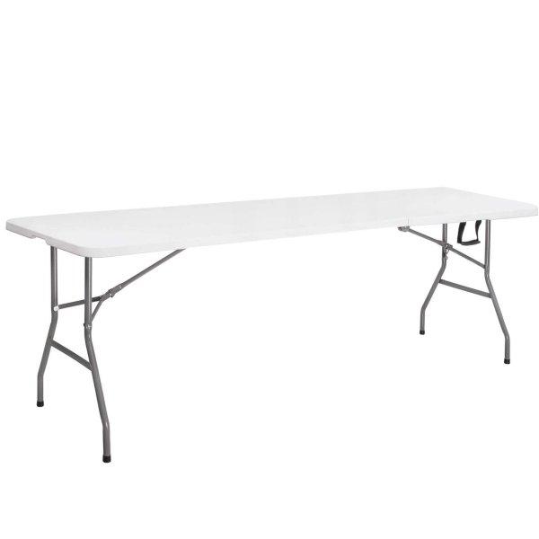 Többfunkciós összecsukható téglalap alakú asztal, 240x75x74 cm, fehér