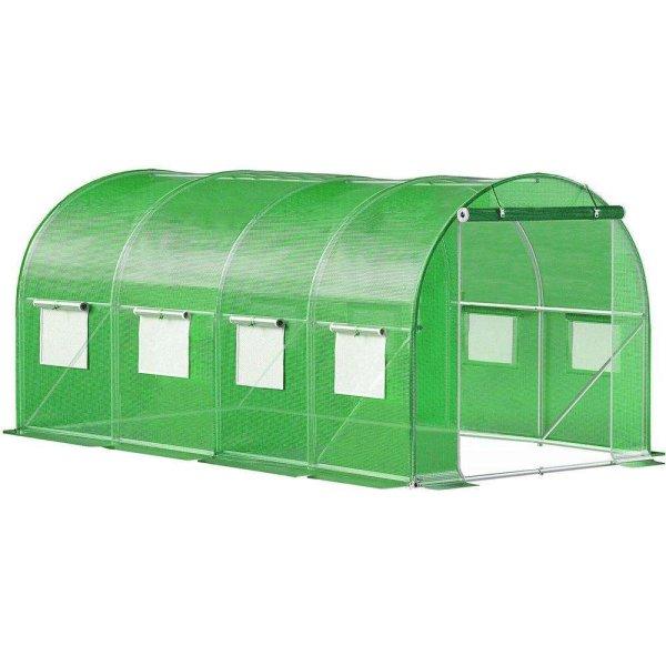 Kerti üvegház, alagút típusú fémkerettel, 200x450cm, 9 ablakos, zöld, 9
nm