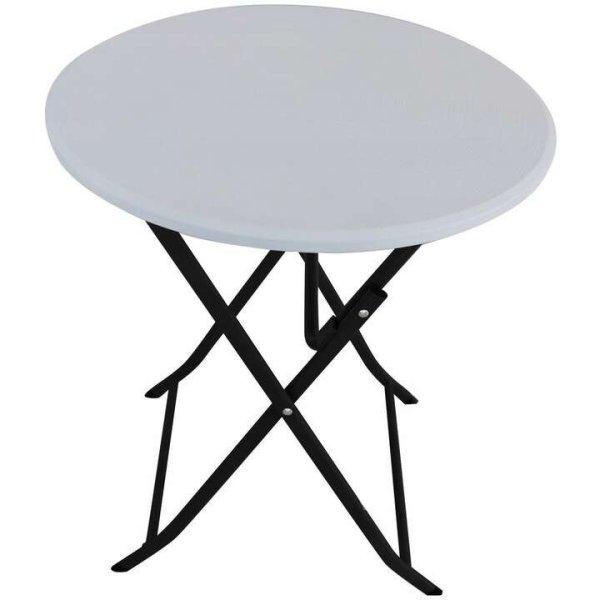 Többfunkciós összecsukható kerek asztal, 60cm átmérőjű, fehér