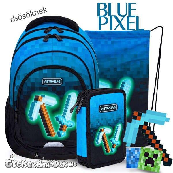 Astra iskolatáska, hátizsák 39 cm SZETT - Blue Pixel