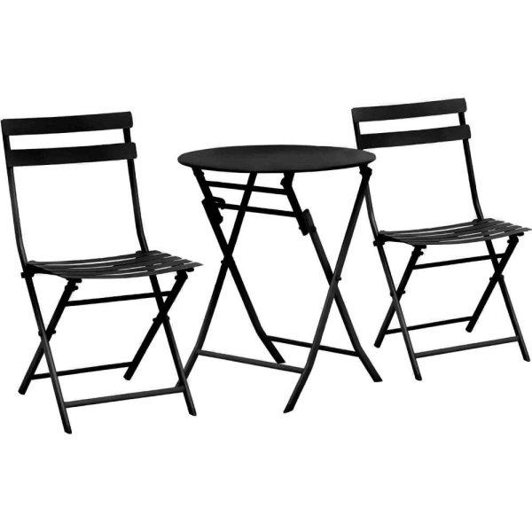 Kerti bútorkészlet, Quasar & Co.®, erkélyre, teraszra, bisztróra,
asztalból és 2 székből, összecsukható, fekete
