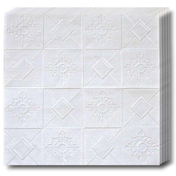 20x 3D Tapetoo Home Decor® mennyezeti csempe készlet, Modern dizájn, fehér
rombusz, nedvességálló, 3 mm vastagság, öntapadó, 70 x 70 cm, 9, 8 nm