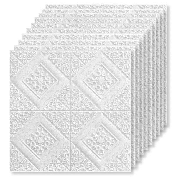 20x 3D Tapetoo Home Decor® mennyezeti csempe készlet, modern rombuszos
kivitel, nedvességálló, 3 mm vastag, öntapadós, 70 x 70 cm, 9, 8nm