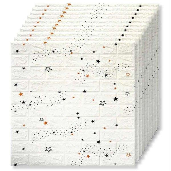 20 db 3D Tapetoo ​​Home Decor® tapéta csempe készlet, fehér
csillagokkal, 70 x 77 cm, 2,5 mm, 10,6 négyzetméter